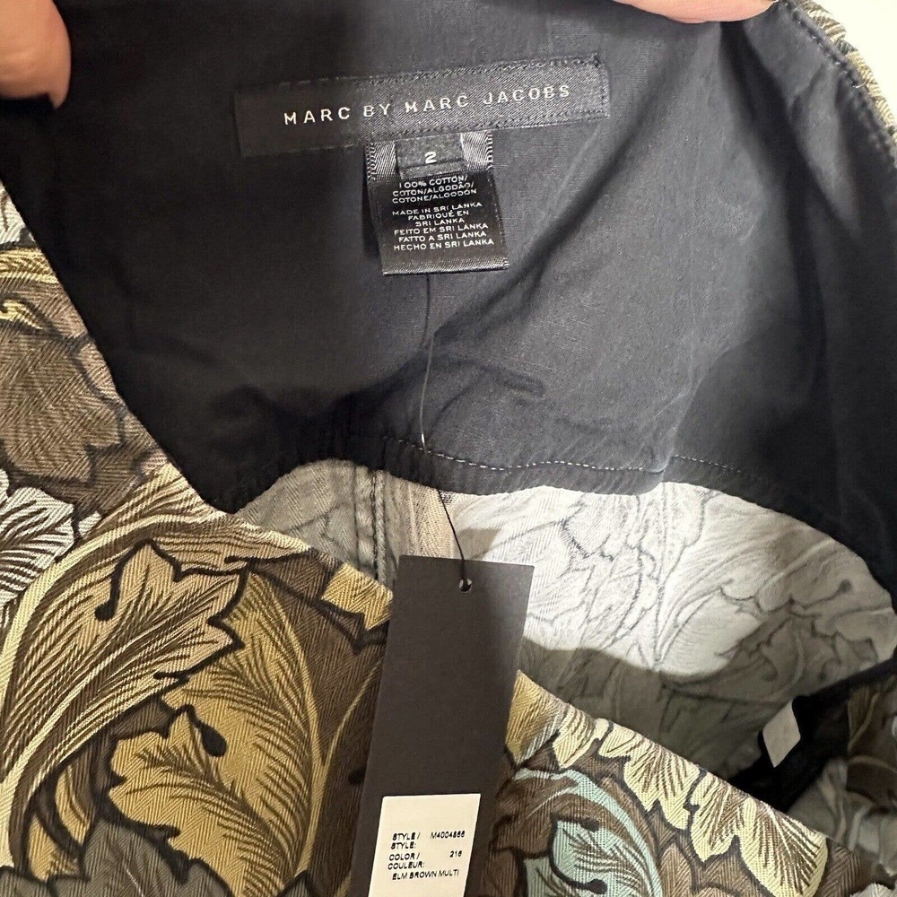 NWT Marc by Marc Jacobs Leaf Print Mini Skirt Women's Elm Brown Multi Size 2 - Picture 7 of 8